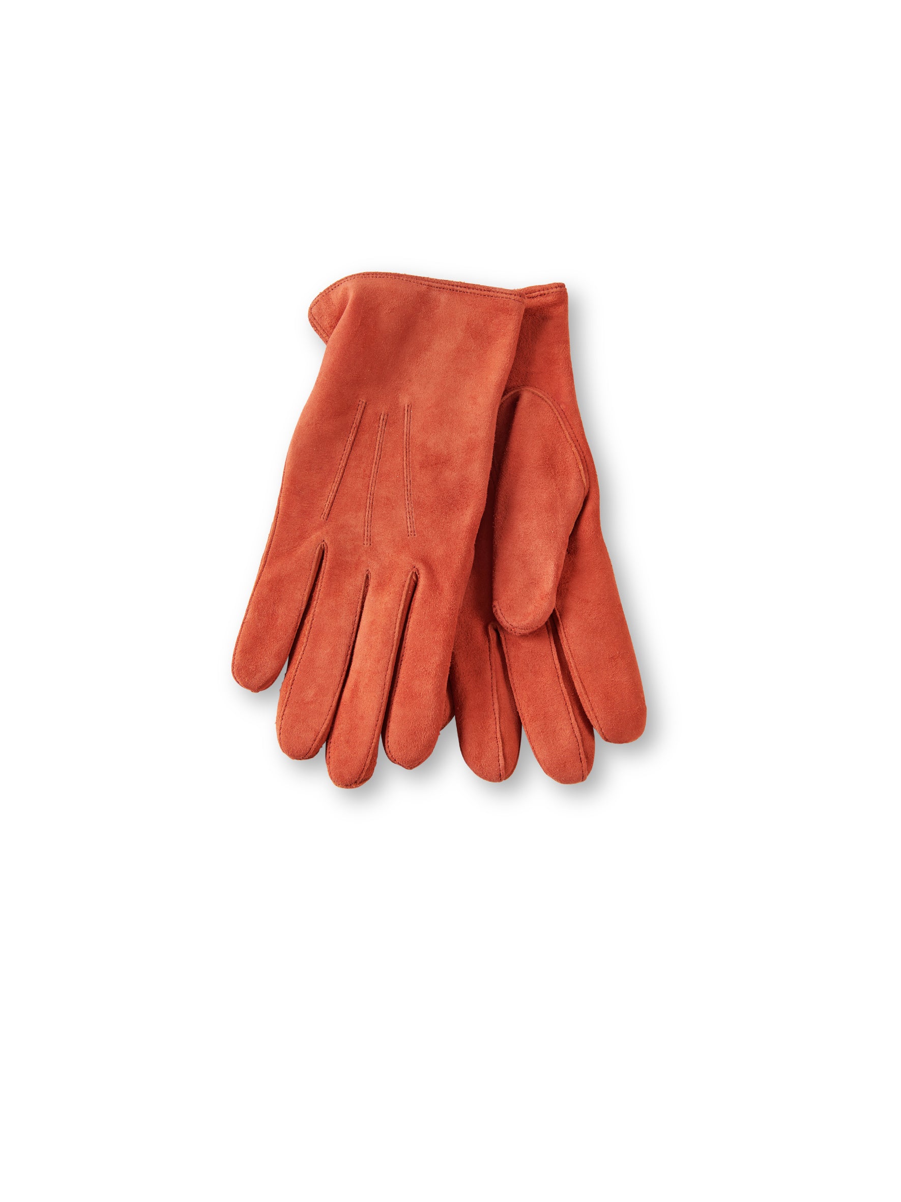 Orange velour goatskin gloves with cashmere lining